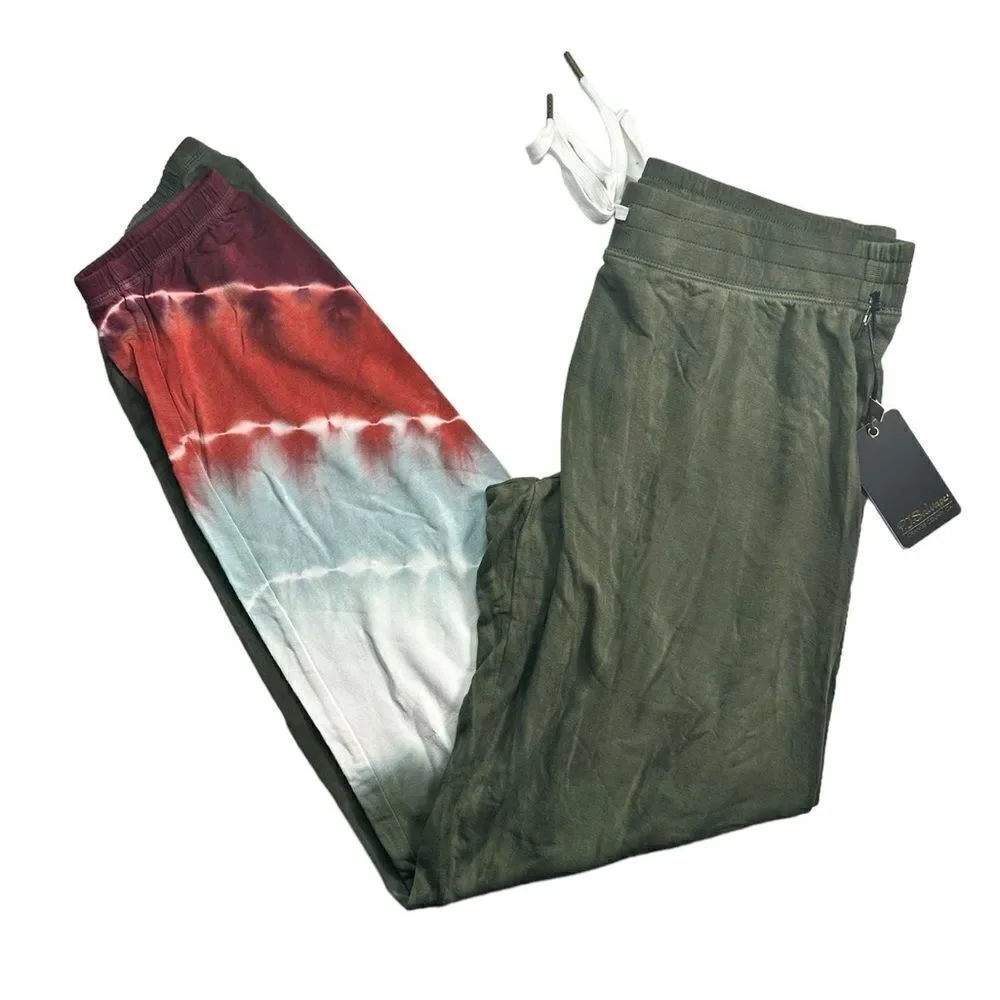 PJ Salvage Women’s Green Ombre’ Pajama Lounge Pants Drawstring Waist Size Small